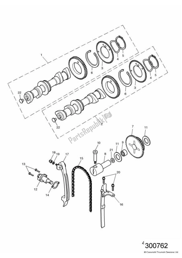 All parts for the Camshaft And Drive > Eng No 186916 of the Triumph America Carburettor 790 2002 - 2007